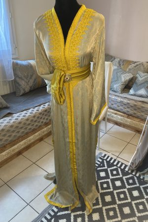 Caftan kemkha gris et jaune Taille M