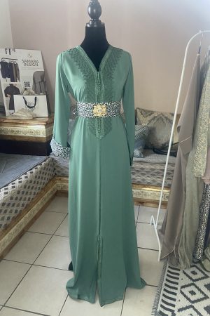 Caftan ceinture et manches léopard