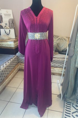 Caftan  Fuchia ceinture léopard