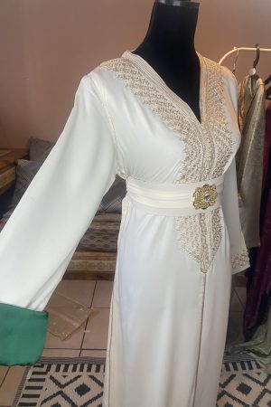 Caftan Blanc manches verte