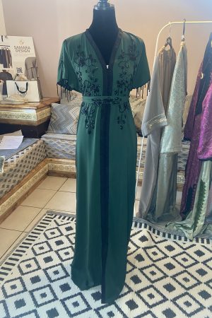 Caftan Vert olive manches courtes