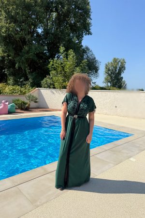 Caftan Vert olive manches courtes