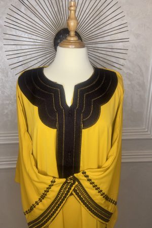 Caftan crèpe de soie Jaune