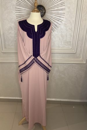 Caftan crèpe de soie rose