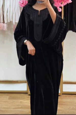Caftan velour de soie Noir