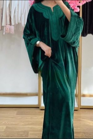 Caftan velour de soie Vert